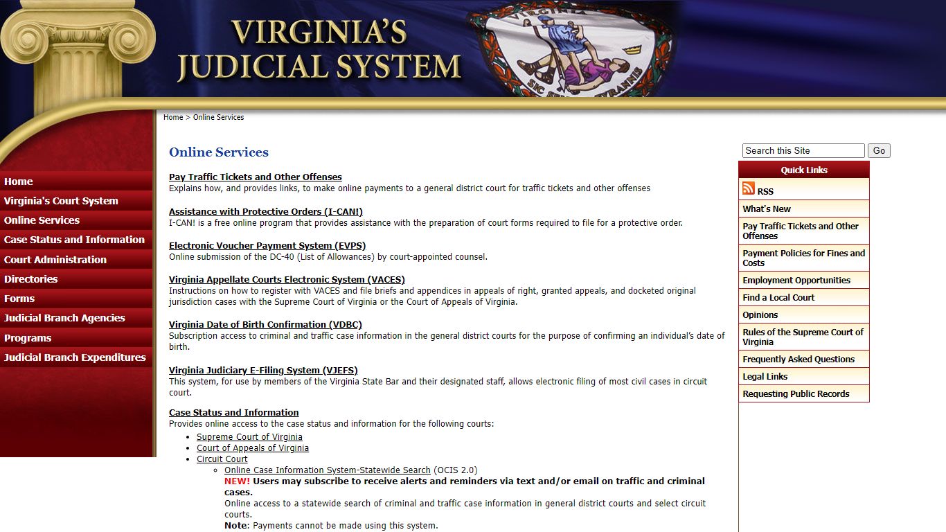 Online Services - Judiciary of Virginia
